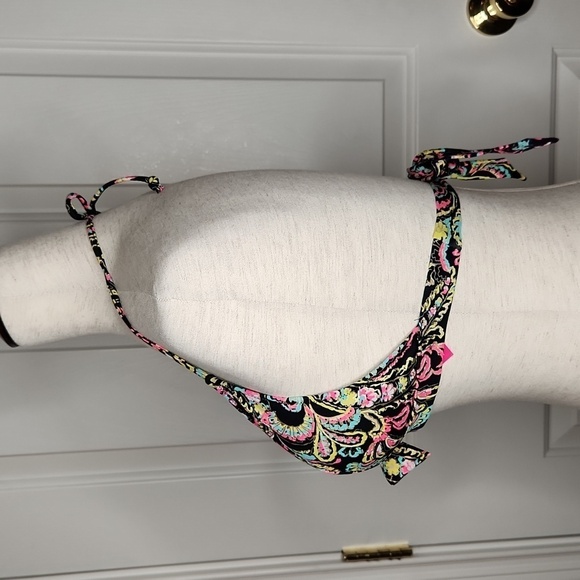 Victoria's Secret Black Paisley Halter Bikini Top Size M - Picture 4 of 10